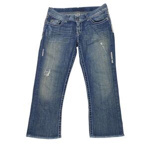 Buckle BKE Womens Blue Denim Stretch Cropped Jeans Sabrina Size 29